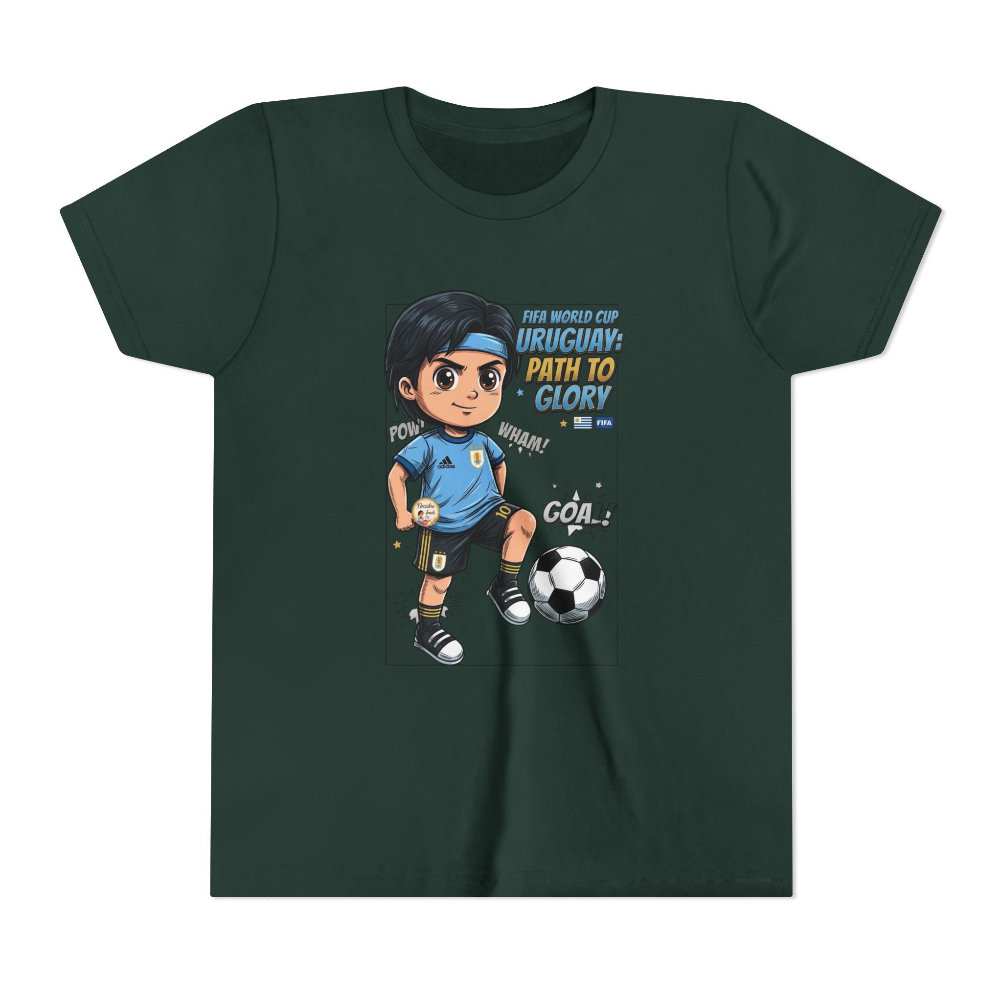 Youth Soccer Tee – Cute Cartoon Player "Ready to Score" Kids Jersey