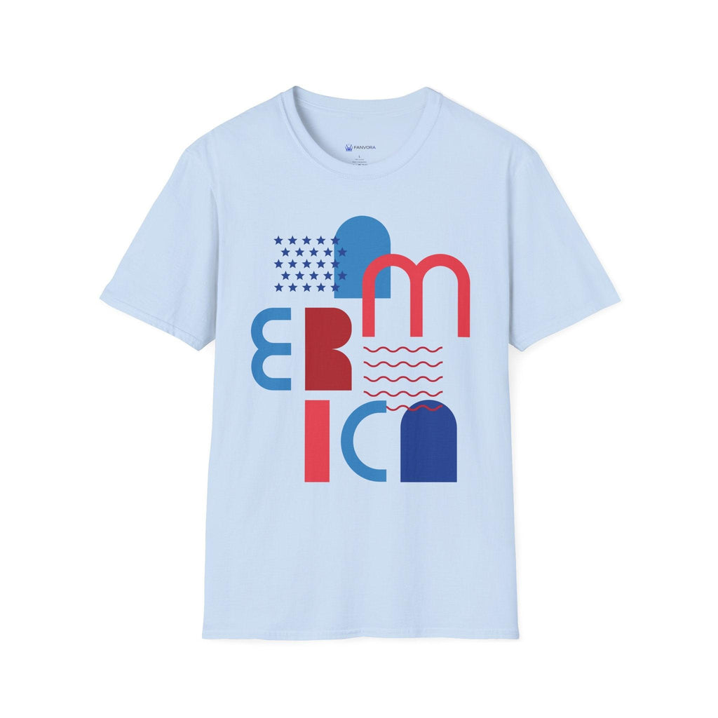 Red and blue patriotic typography tee