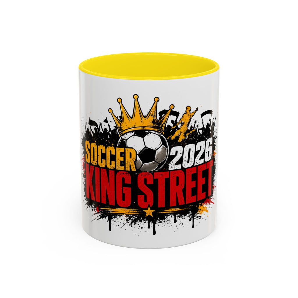Soccer King Street 2026 Accent Coffee Mug — Crowned Soccer Ball Design (11/15oz)