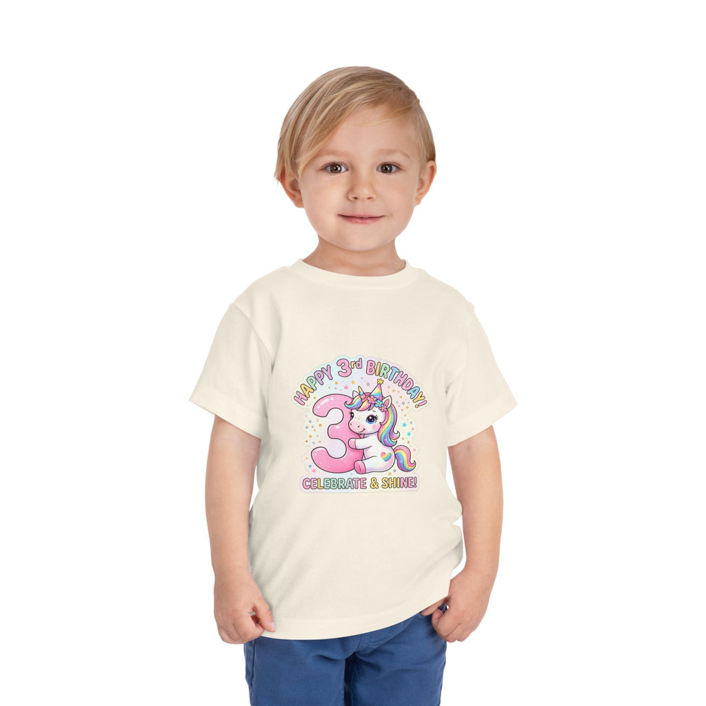 Toddler Unicorn 3rd Birthday Tee — "Happy 3rd Birthday!" Celebrate & Sparkle