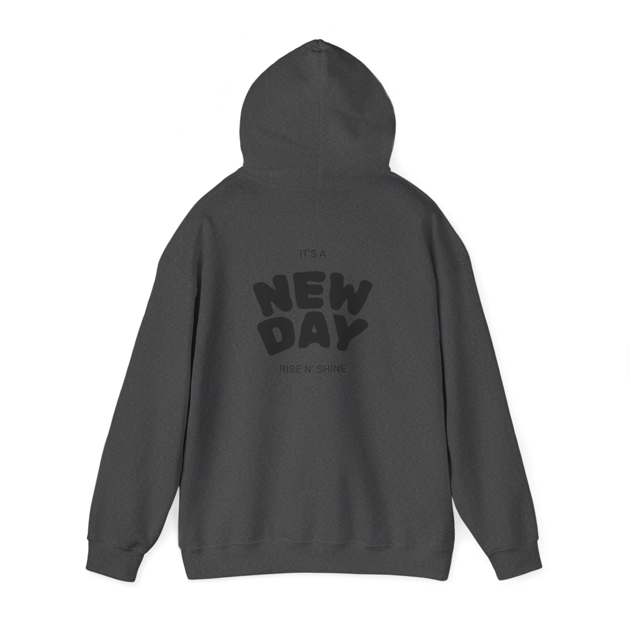 New Day Hoodie — "I'm Happy" Minimal Positive Graphic Sweatshirt.