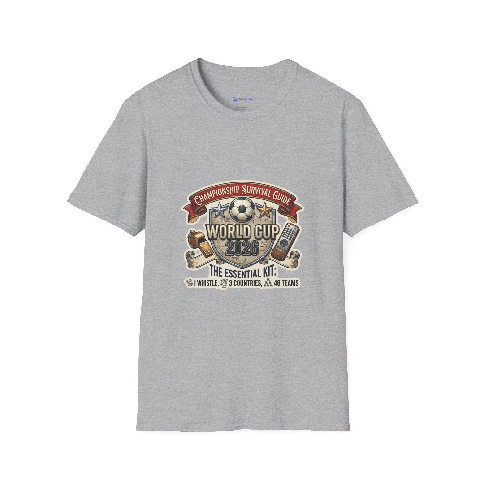 Unisex - World Cup Survival Guide T-Shirt — "The Essential Kit" Soccer Fan Tee.