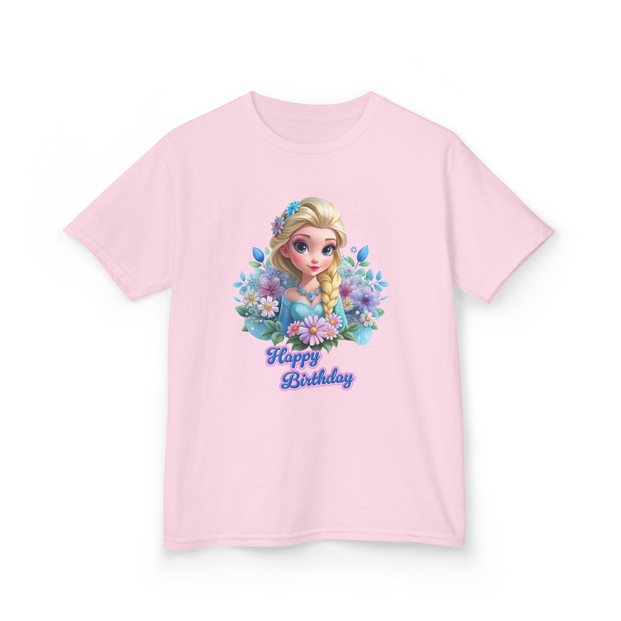 Kids Tee — 'Happy Birthday' Princess Floral Design