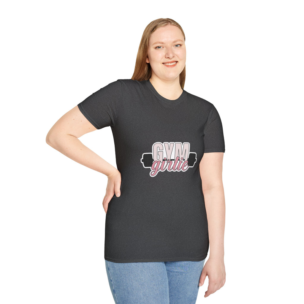 Gym Girlie T-Shirt — Women’s Fitness Tee with Barbell Graphic