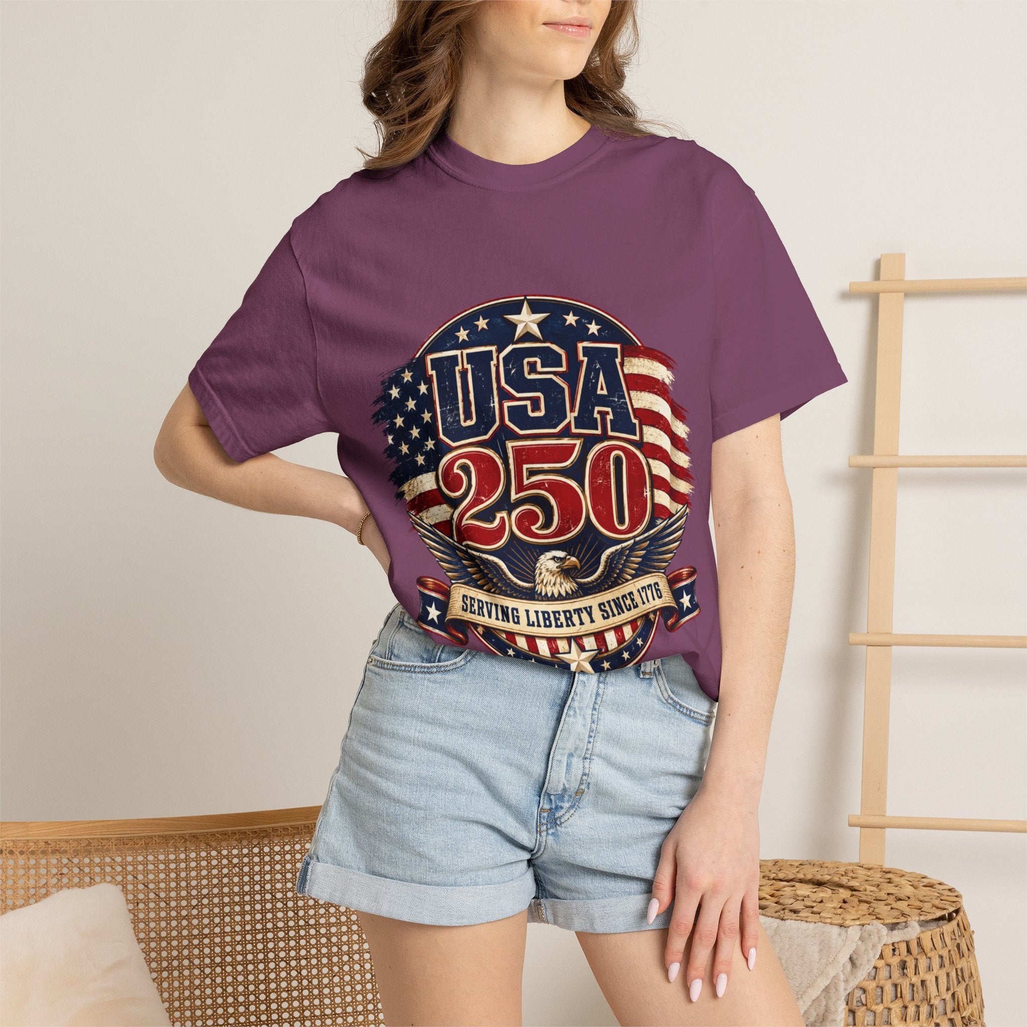 USA 250 T-Shirt — Patriotic "Serving Liberty Since 1776" Anniversary Tee