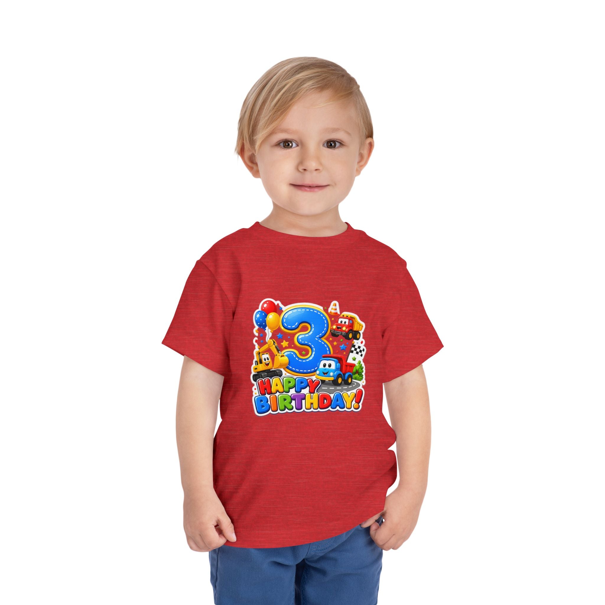 Toddler Birthday Tee — "3" Race Car Happy Birthday Shirt