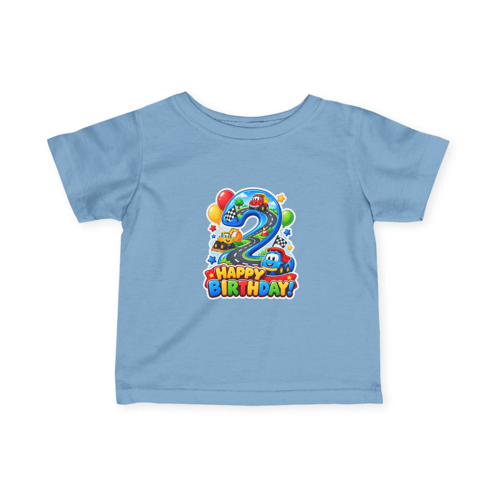 Toddler 2nd Birthday Tee – Colorful Balloon & Race Car "Happy Birthday" Shirt