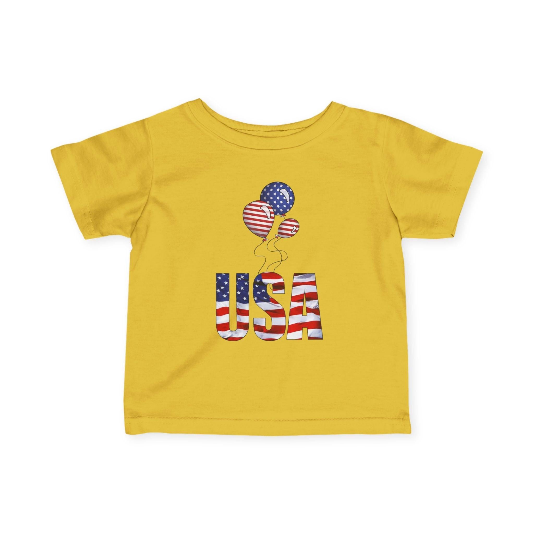 Infant Tee - USA Flag Balloons Graphic (Patriotic 4th of July Baby Shirt).