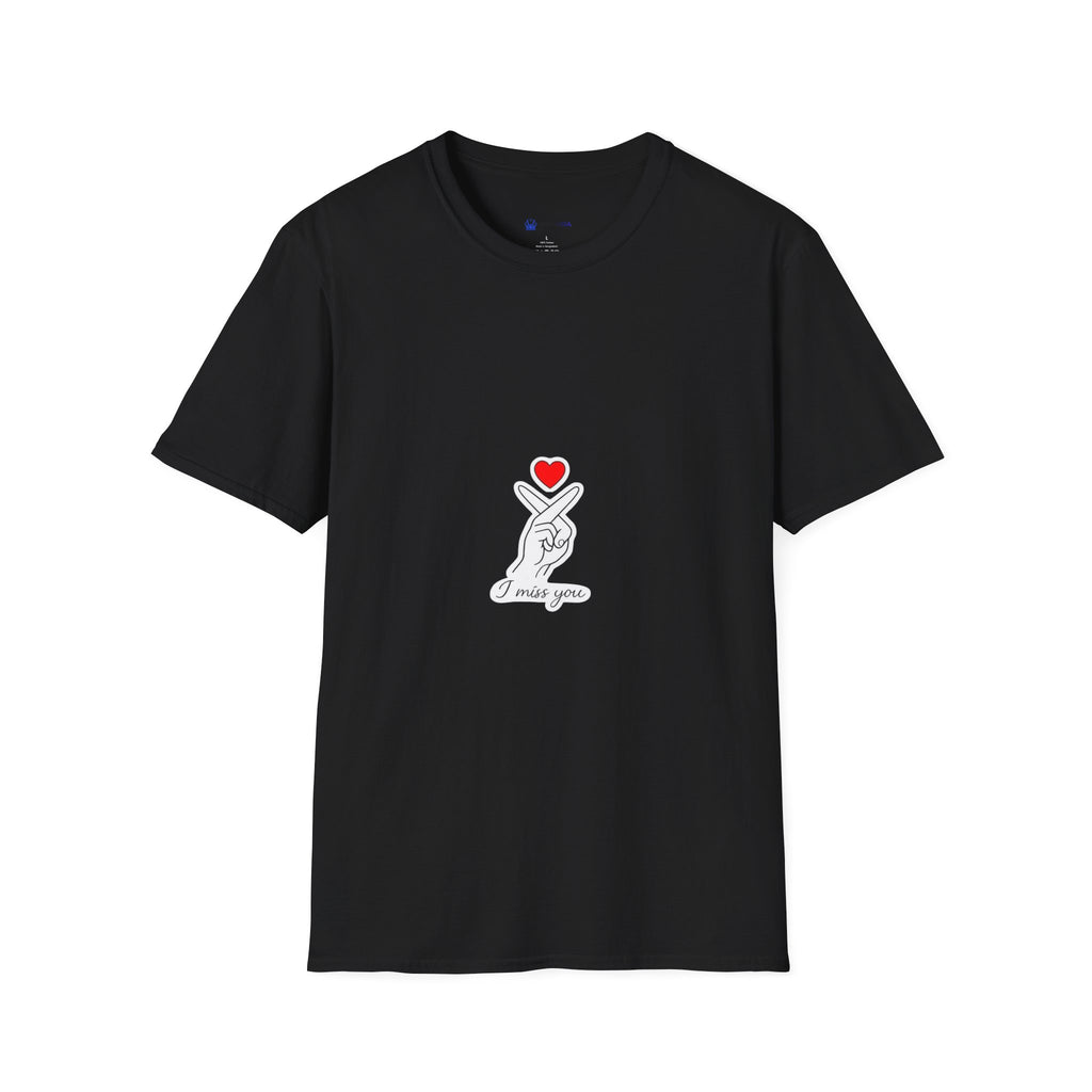 Korean Finger Heart T‑Shirt – I Miss You Minimalist Graphic Tee
