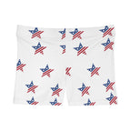 American Flag Star Women's Shorts — Patriotic Fourth of July Swim/Activewear.