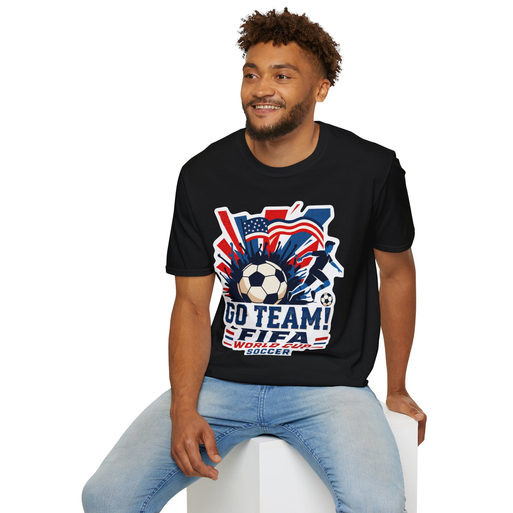 Soccer  Cup T-Shirt – "Go Team! Cup Soccer" USA Flag Design
