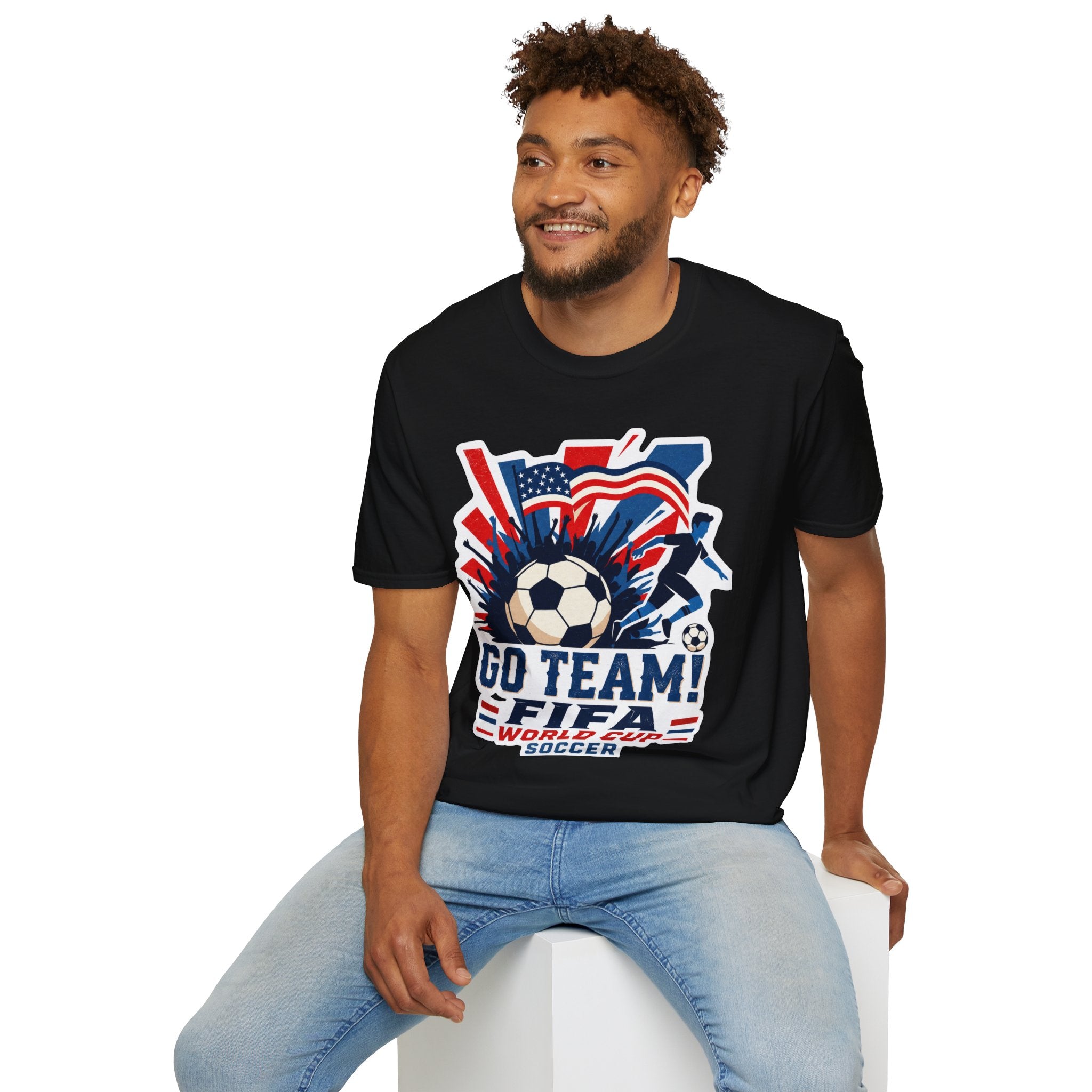 Soccer  Cup T-Shirt – "Go Team! Cup Soccer" USA Flag Design