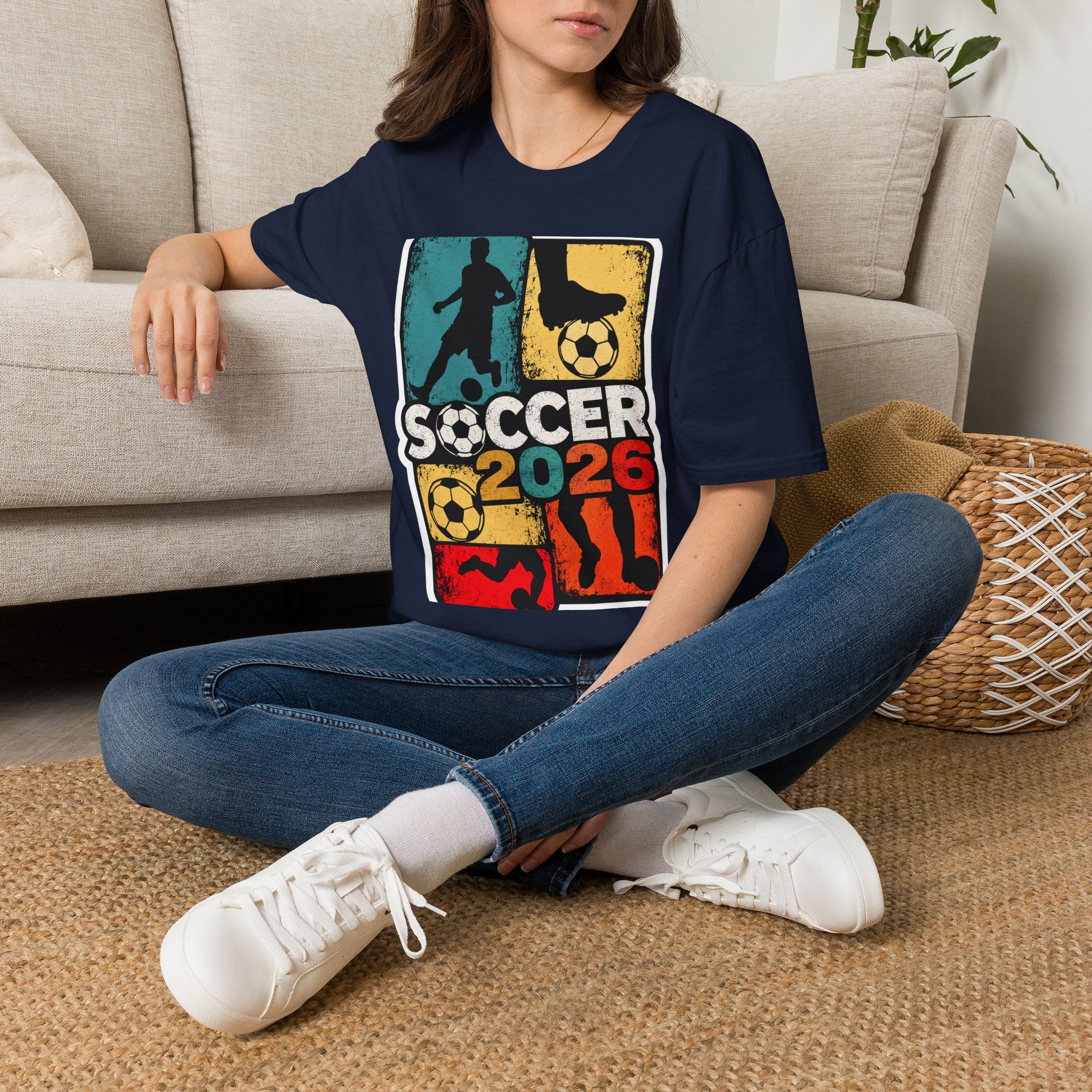 Soccer 2026 Retro colorful Graphic T-Shirt design.