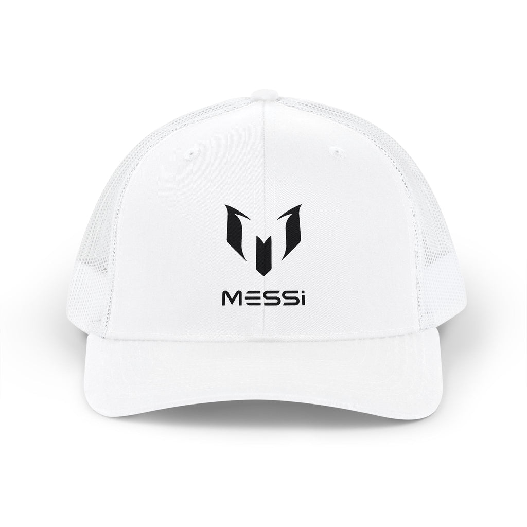 Messi Logo Trucker Cap — White Snapback Hat for Soccer Fans