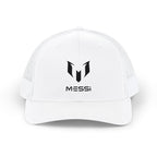 Messi Logo Trucker Cap — White Snapback Hat for Soccer Fans