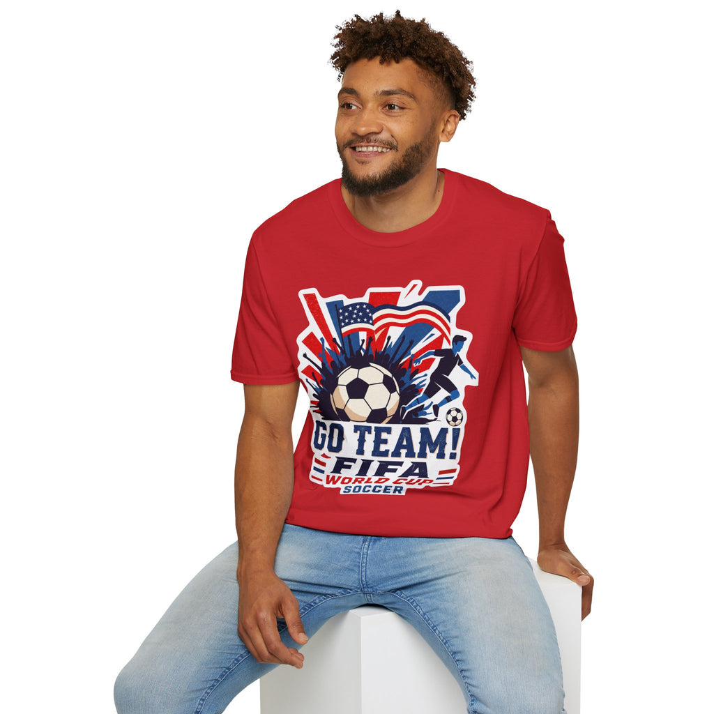 Soccer  Cup T-Shirt – "Go Team! Cup Soccer" USA Flag Design
