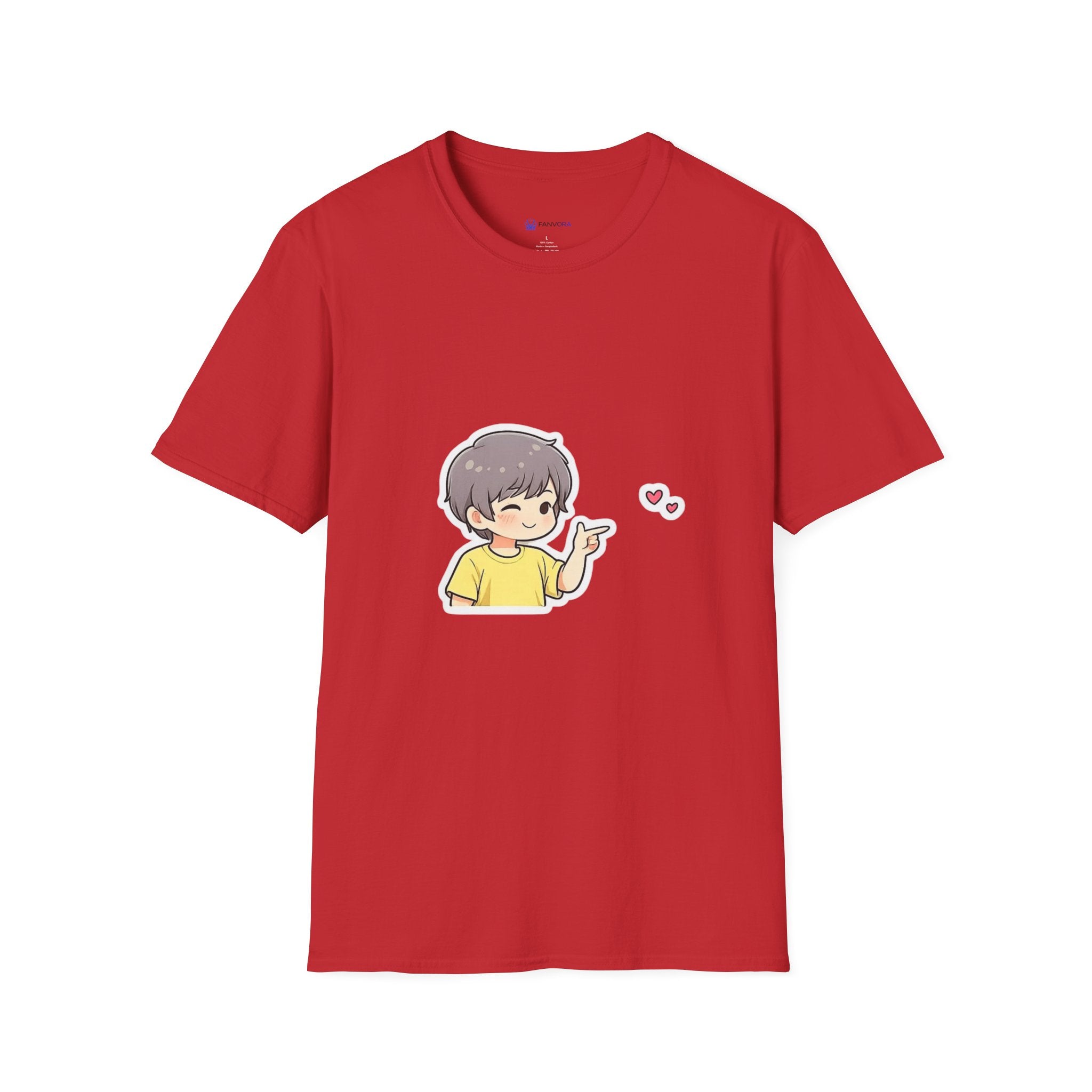 Cute Boy Waving Hearts T-Shirt — Cute Kawaii Cartoon Graphic Tee