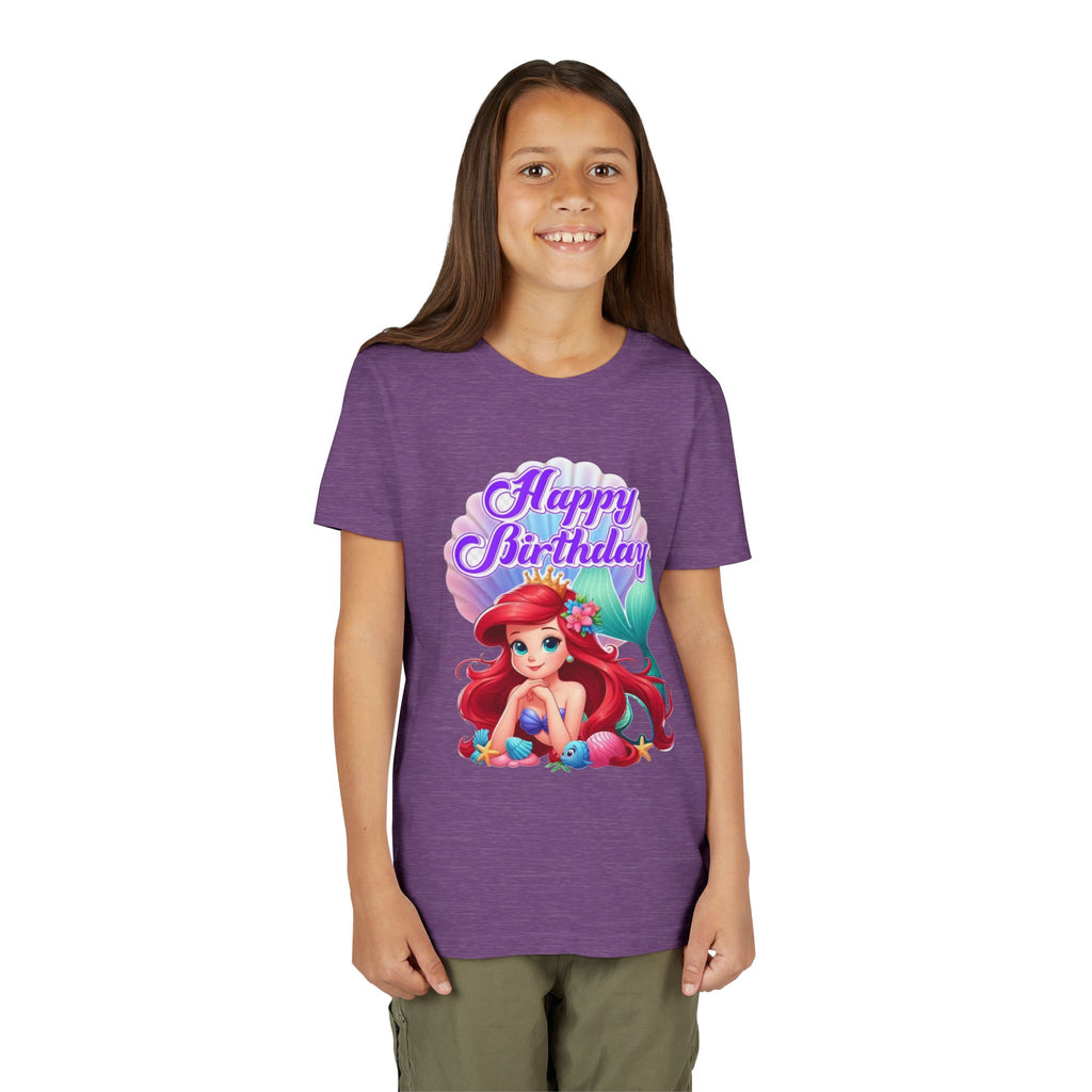 Birthday Youth Tee - Cute Mermaid "Happy Birthday" Graphic