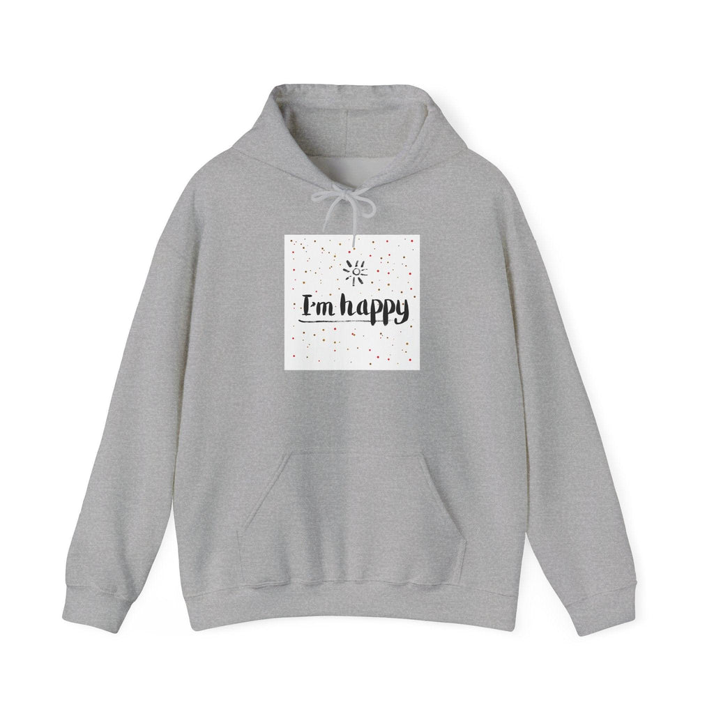 New Day Hoodie — "I'm Happy" Minimal Positive Graphic Sweatshirt.