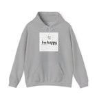 New Day Hoodie — "I'm Happy" Minimal Positive Graphic Sweatshirt.