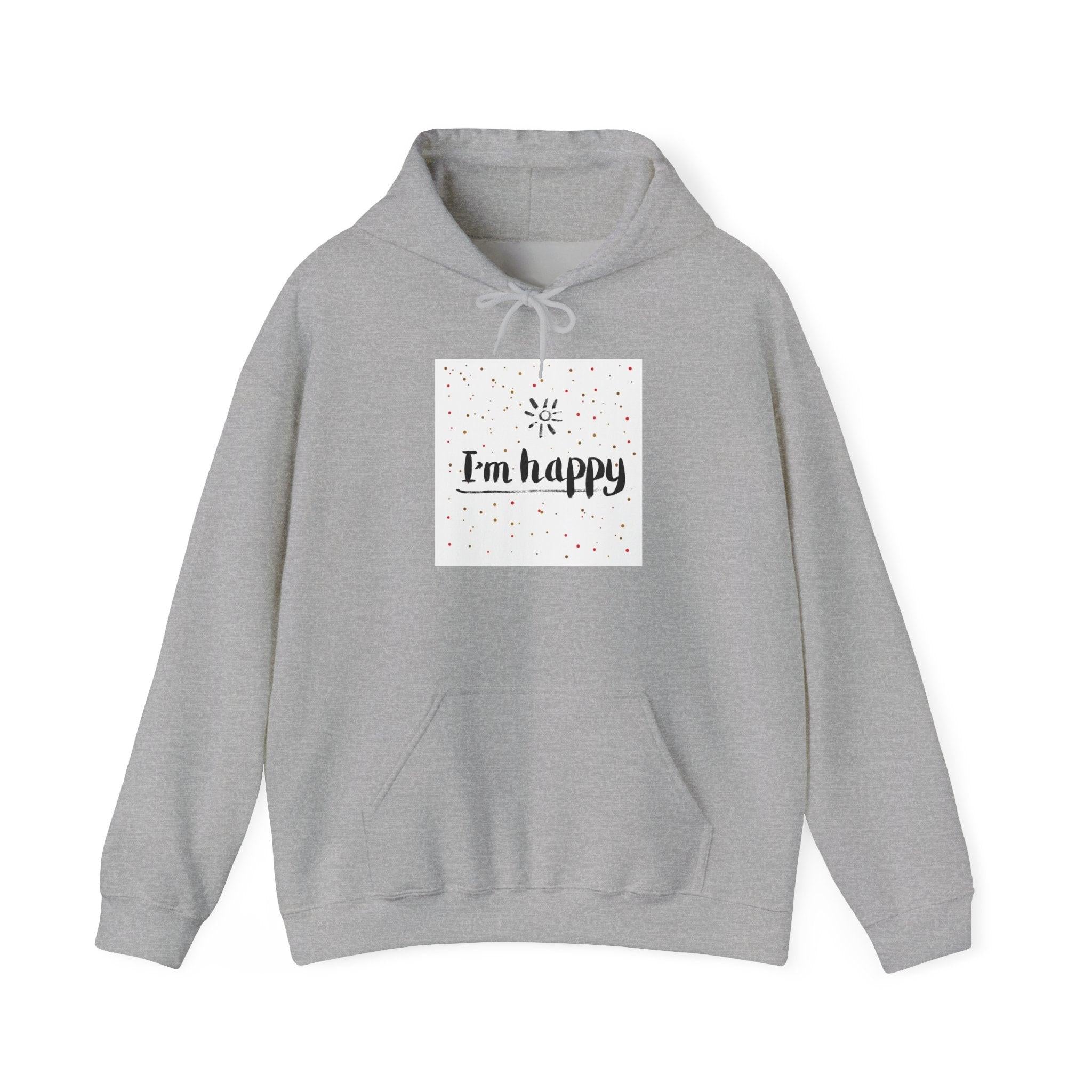 New Day Hoodie — "I'm Happy" Minimal Positive Graphic Sweatshirt.