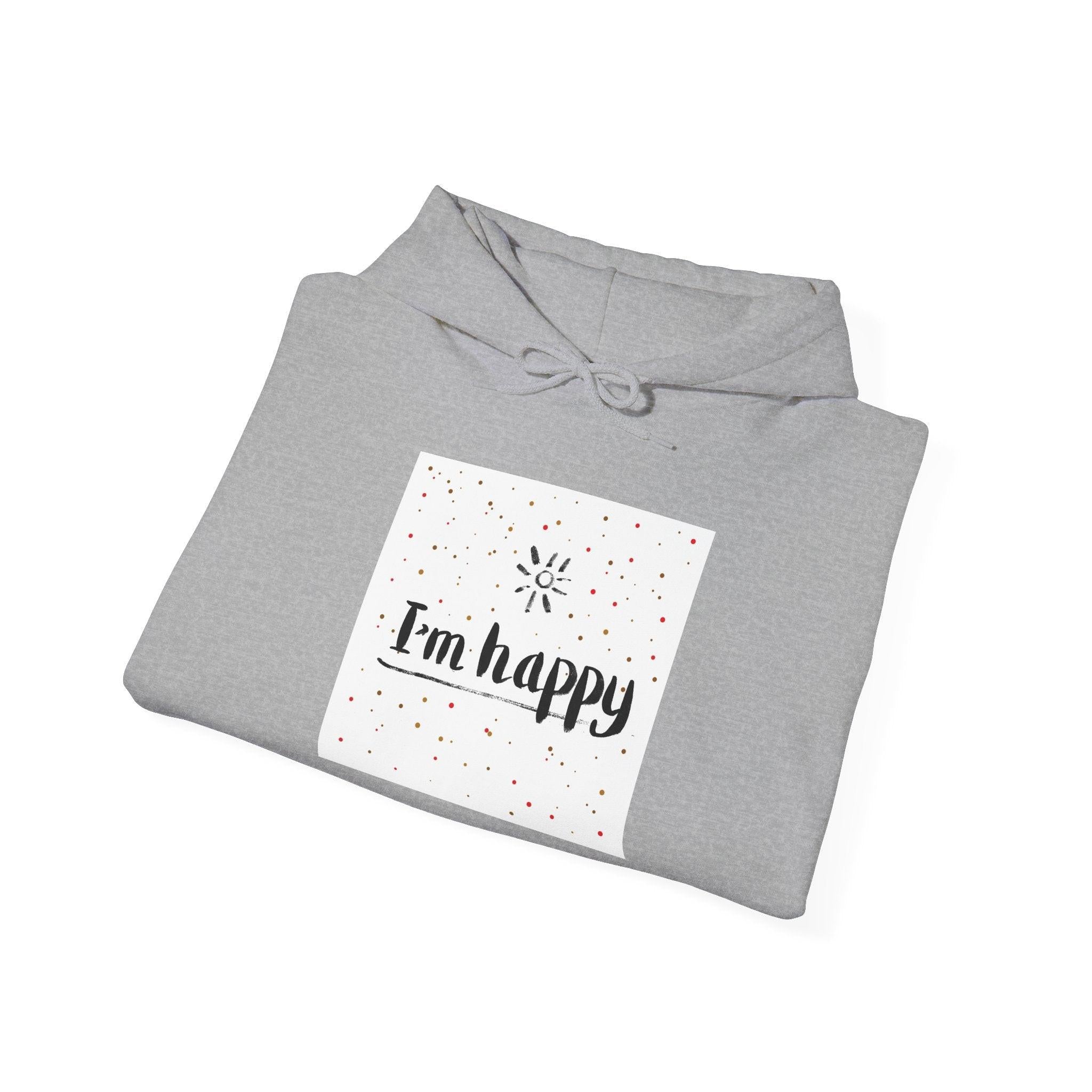 New Day Hoodie — "I'm Happy" Minimal Positive Graphic Sweatshirt.