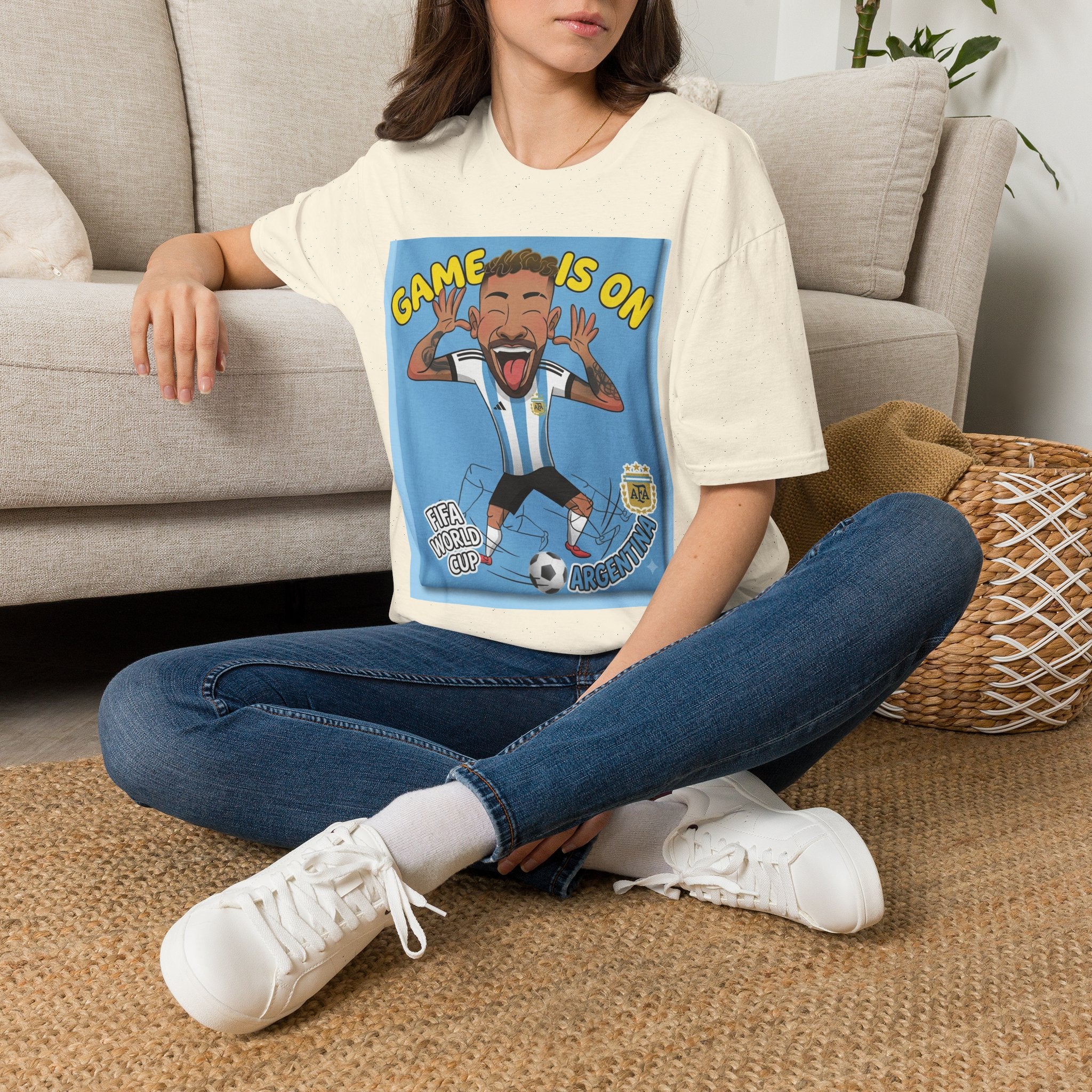 Soccer Fan T-Shirt — "Game Is On" Cartoon Player Graphic