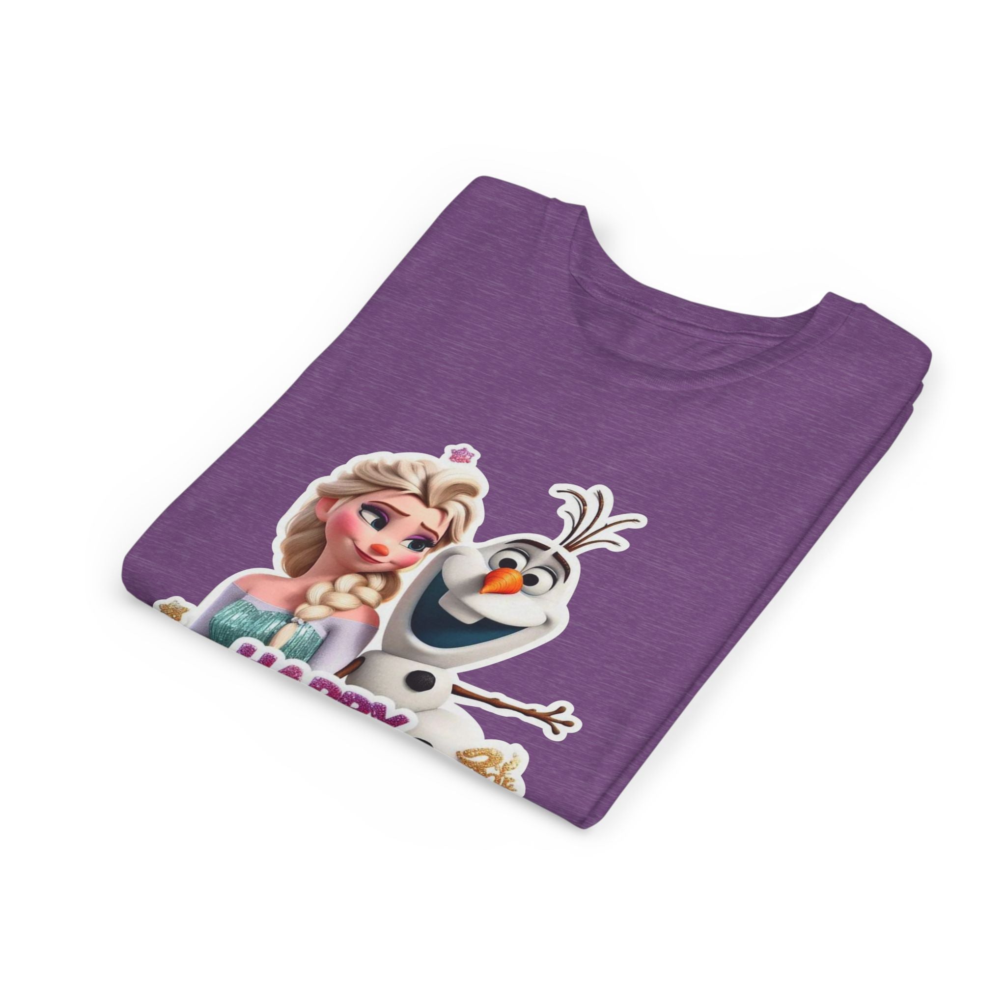 Kids' Birthday Tee - Cute Princess and Snowman "Happy Birthday" Graphic
