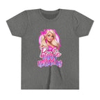 Youth Tee — "Barbie Happy Birthday" Pink Birthday Graphic Shirt