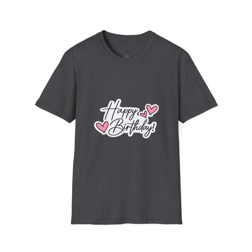 Birthday T-Shirt — "Happy Birthday" Heart Graphic