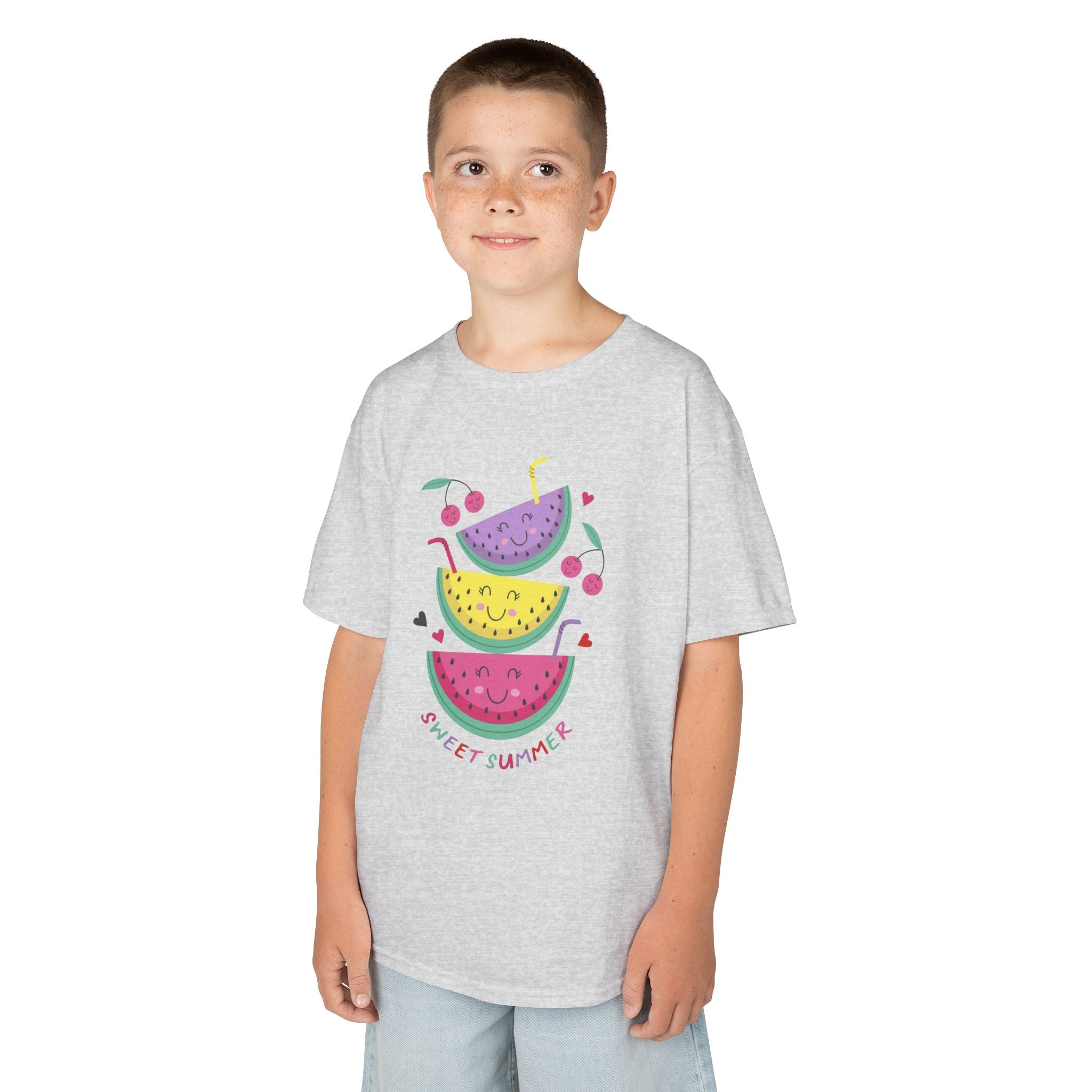 Kids T-Shirt — Cute Stacked Watermelon Illustration with "Sweet Things" Text