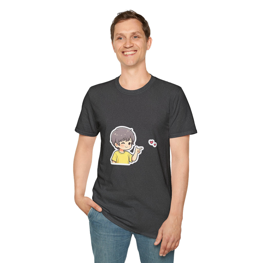 Cute Boy Waving Hearts T-Shirt — Cute Kawaii Cartoon Graphic Tee