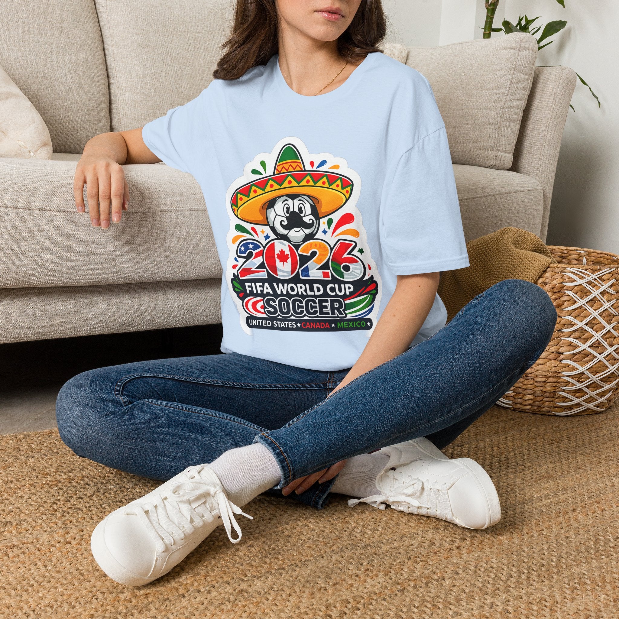 Soccer 2026 Soccer T-Shirt — Colorful Sombrero Mascot Design
