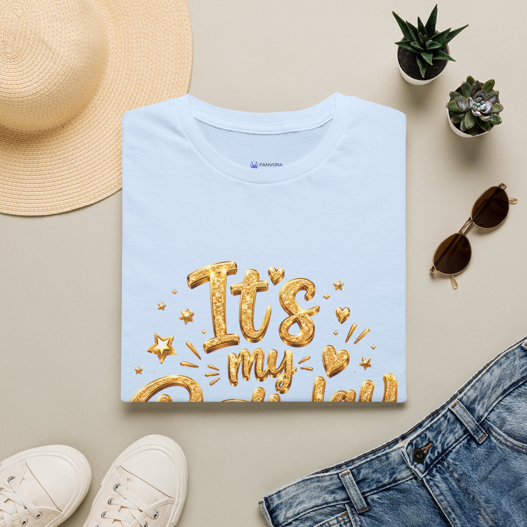 Birthday T-Shirt — "It's My Birthday" Gold Glitter Script Party Tee