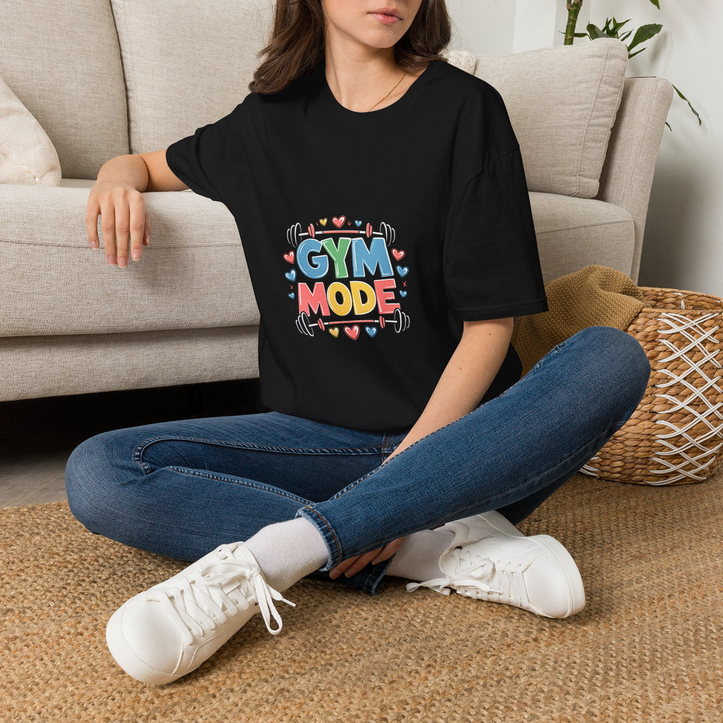 Gym Mode T-Shirt — Cute Barbell Fitness Tee for Gym Lovers