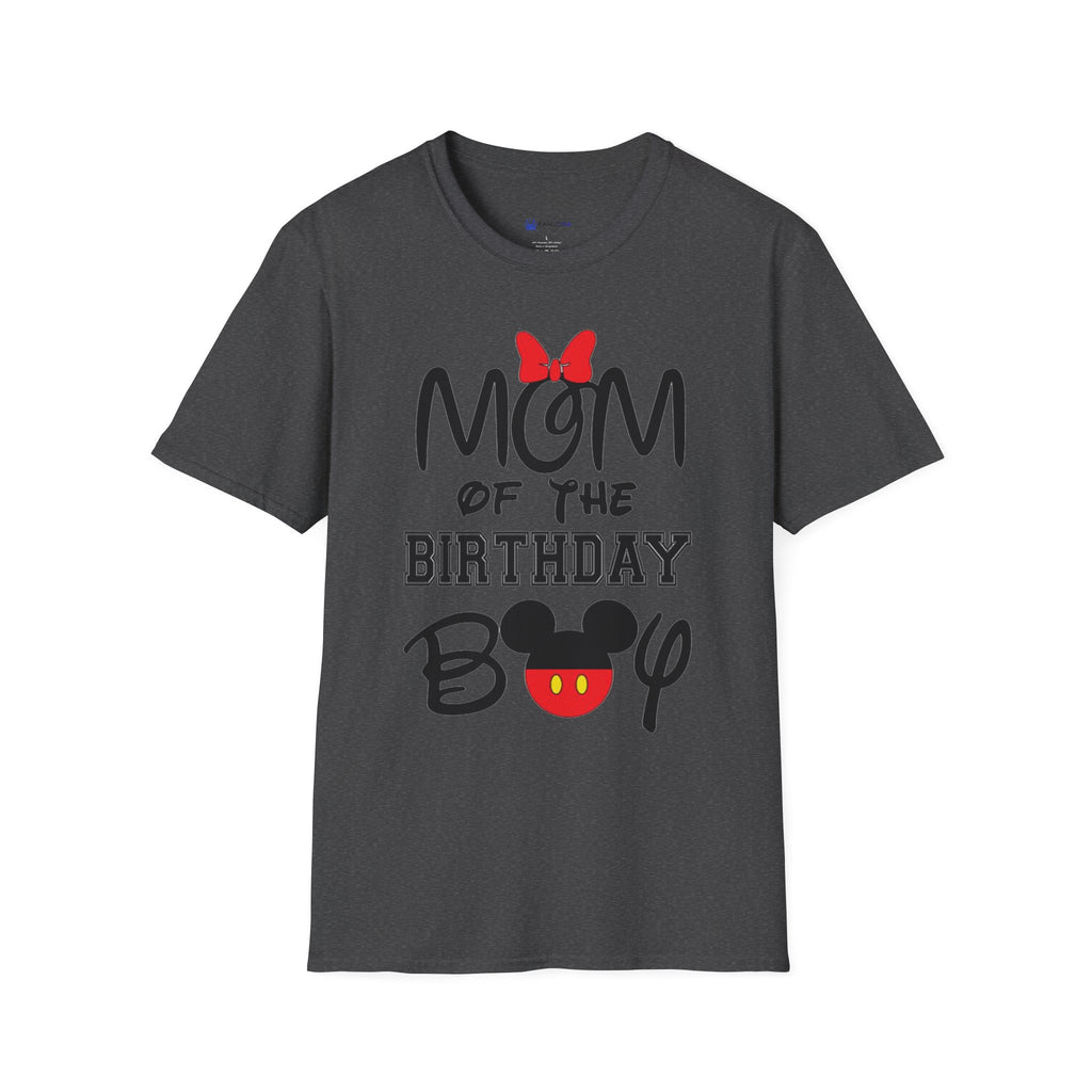 Mom of the Birthday Boy T-Shirt — Cute Minnie/Mickey Theme Disney Birthday Tee