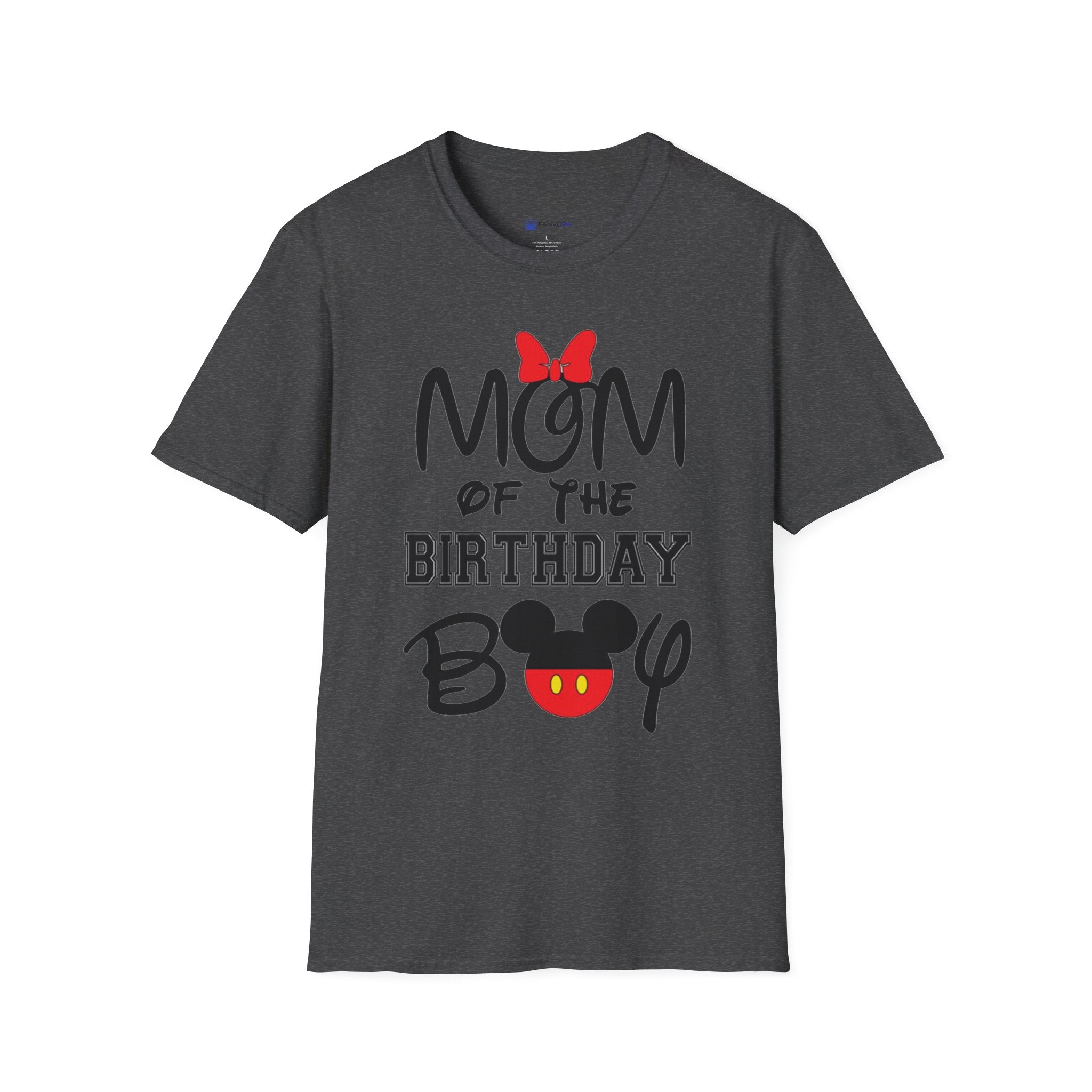 Mom of the Birthday Boy T-Shirt — Cute Minnie/Mickey Theme Disney Birthday Tee