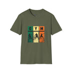 Gym Retro Blocks T‑Shirt — Vintage Fitness Silhouette Tee