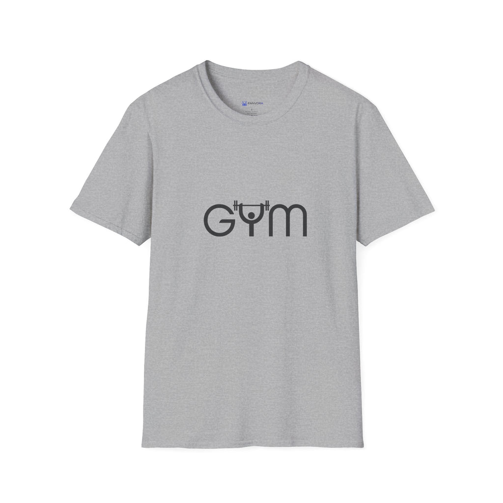 Gym Logo T‑Shirt — Minimal Fitness Tee with Barbell 'Gym' Design