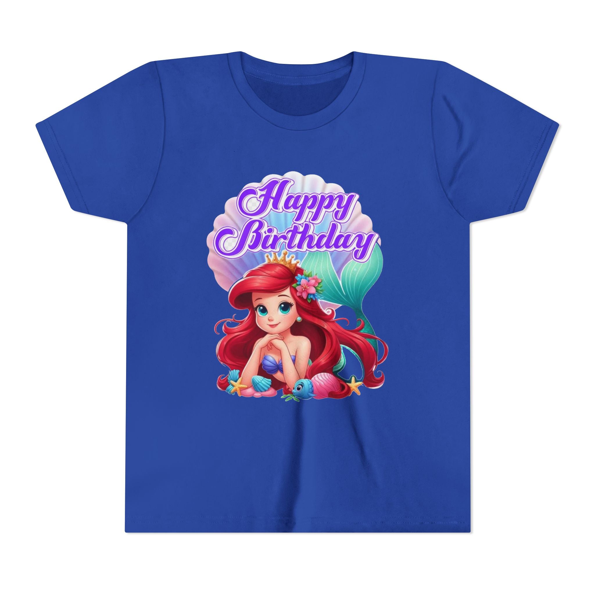 Birthday Youth Tee - Cute Mermaid "Happy Birthday" Graphic