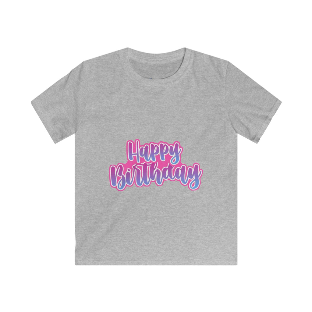 Kids Tee — "Happy Birthday" Pink & Purple Birthday Shirt for Children