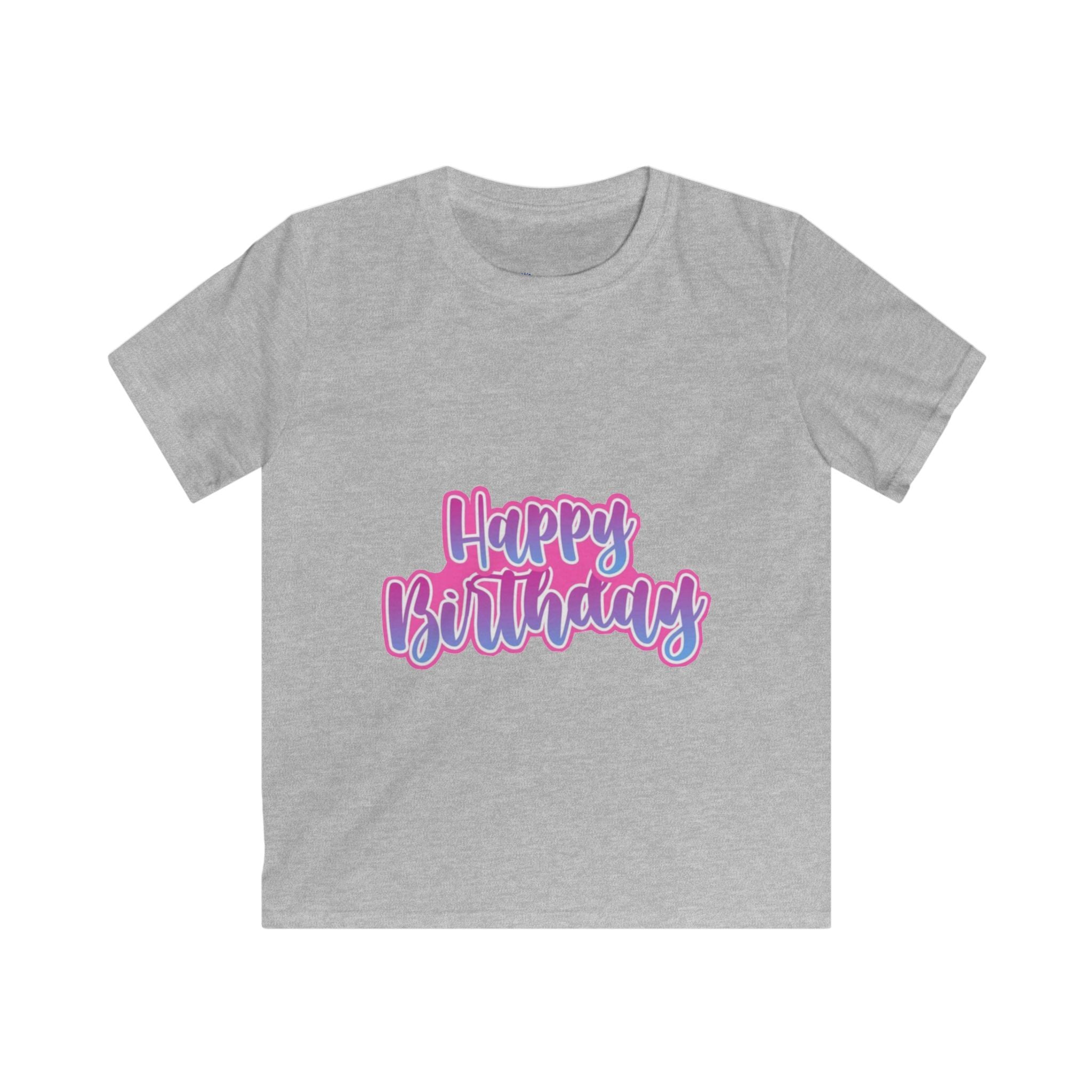 Kids Tee — "Happy Birthday" Pink & Purple Birthday Shirt for Children