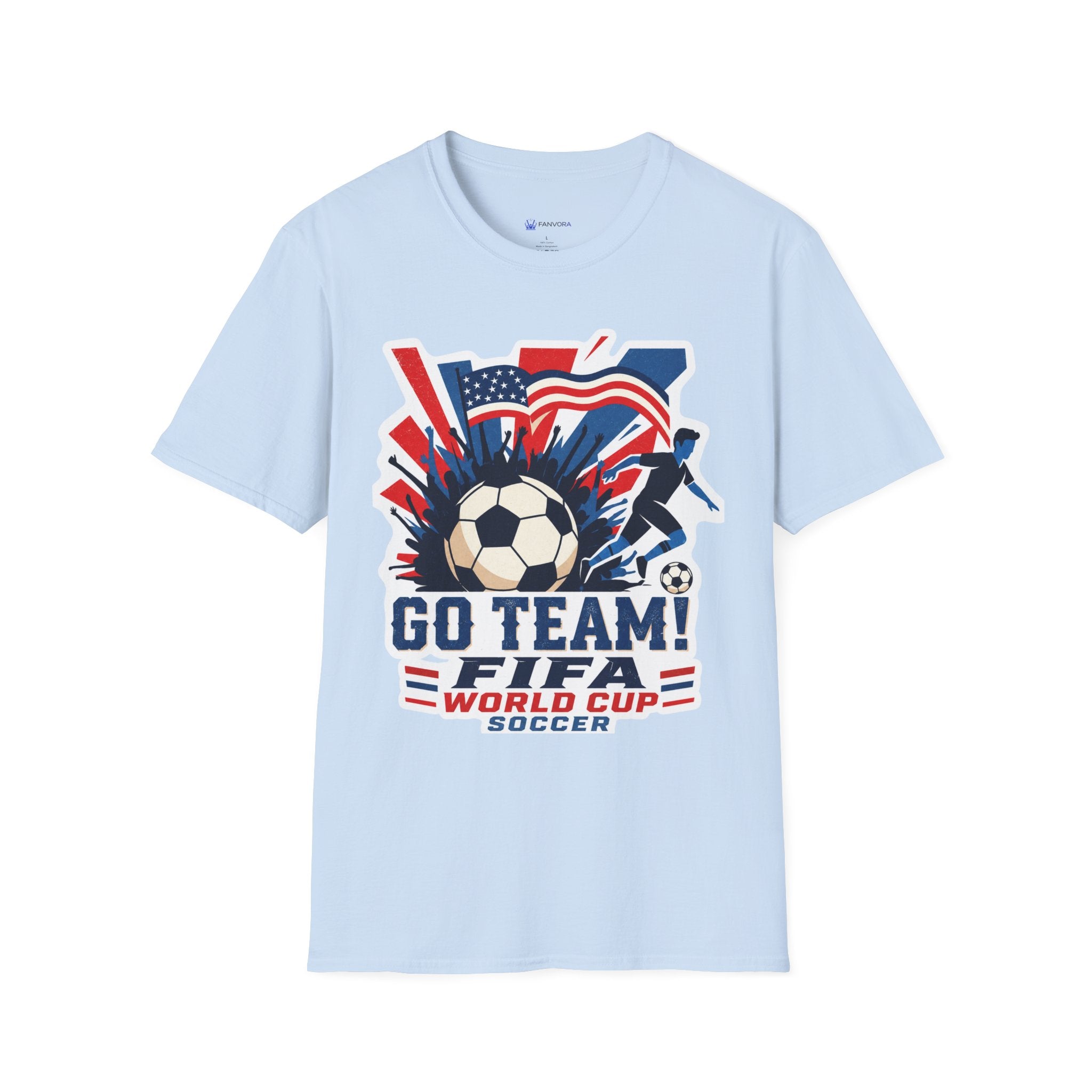 Soccer  Cup T-Shirt – "Go Team! Cup Soccer" USA Flag Design