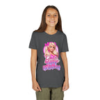 Youth Tee — "Barbie Happy Birthday" Pink Birthday Graphic Shirt