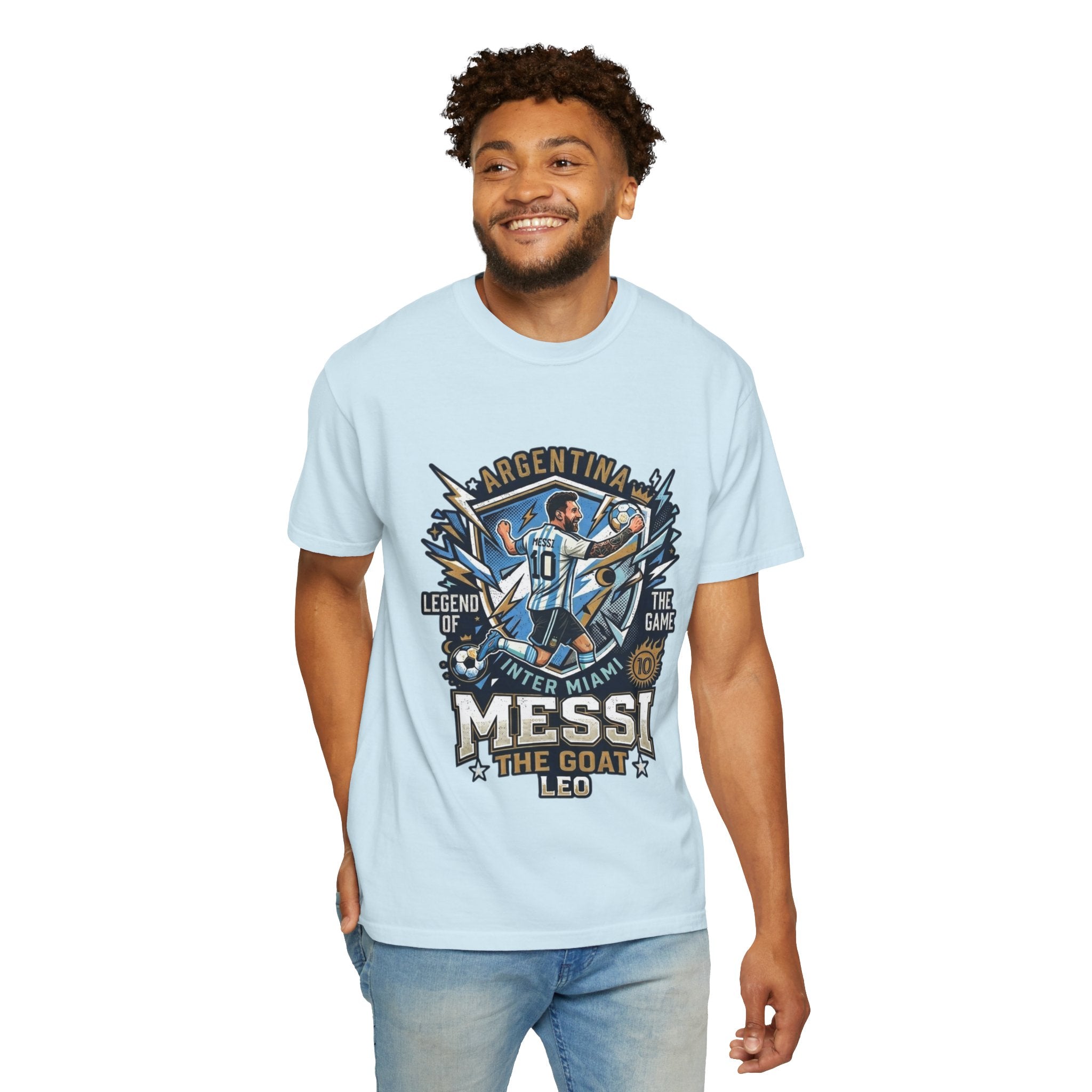 Messi "The GOAT" Soccer T-Shirt - Argentina Fan Version