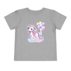 Toddler Tee — Pastel Unicorn "Happy Birthday" Shirt with Balloons