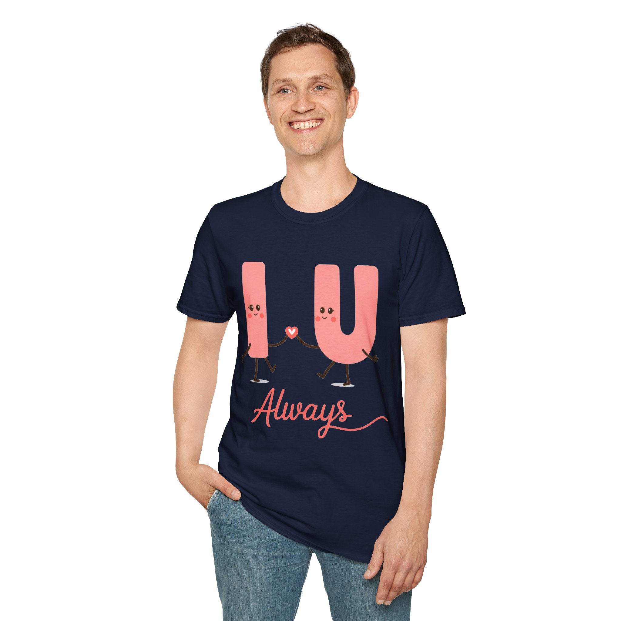 T-Shirt – Cute 'I  U Always' Kissing Letters Valentine's Tee