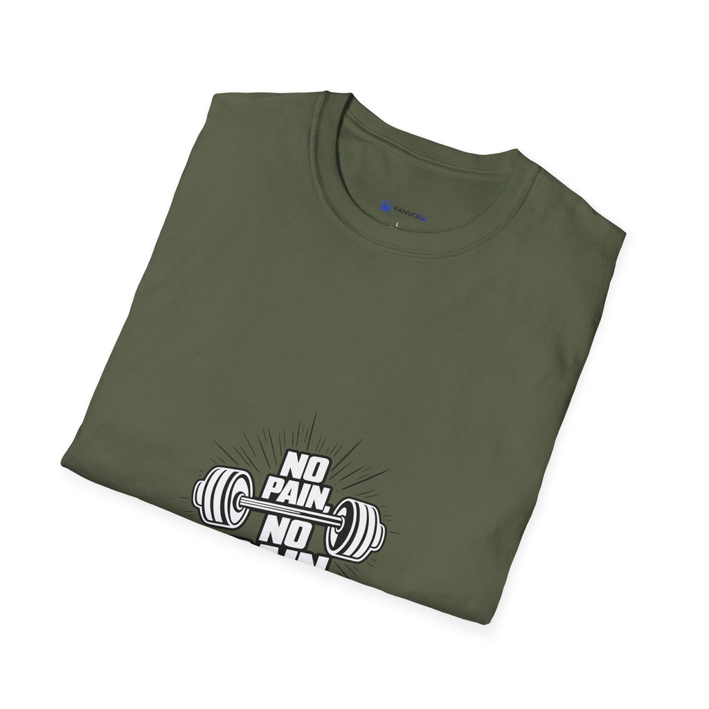 No Pain No Gain Barbell T-Shirt — Fitness Gym Workout Tee
