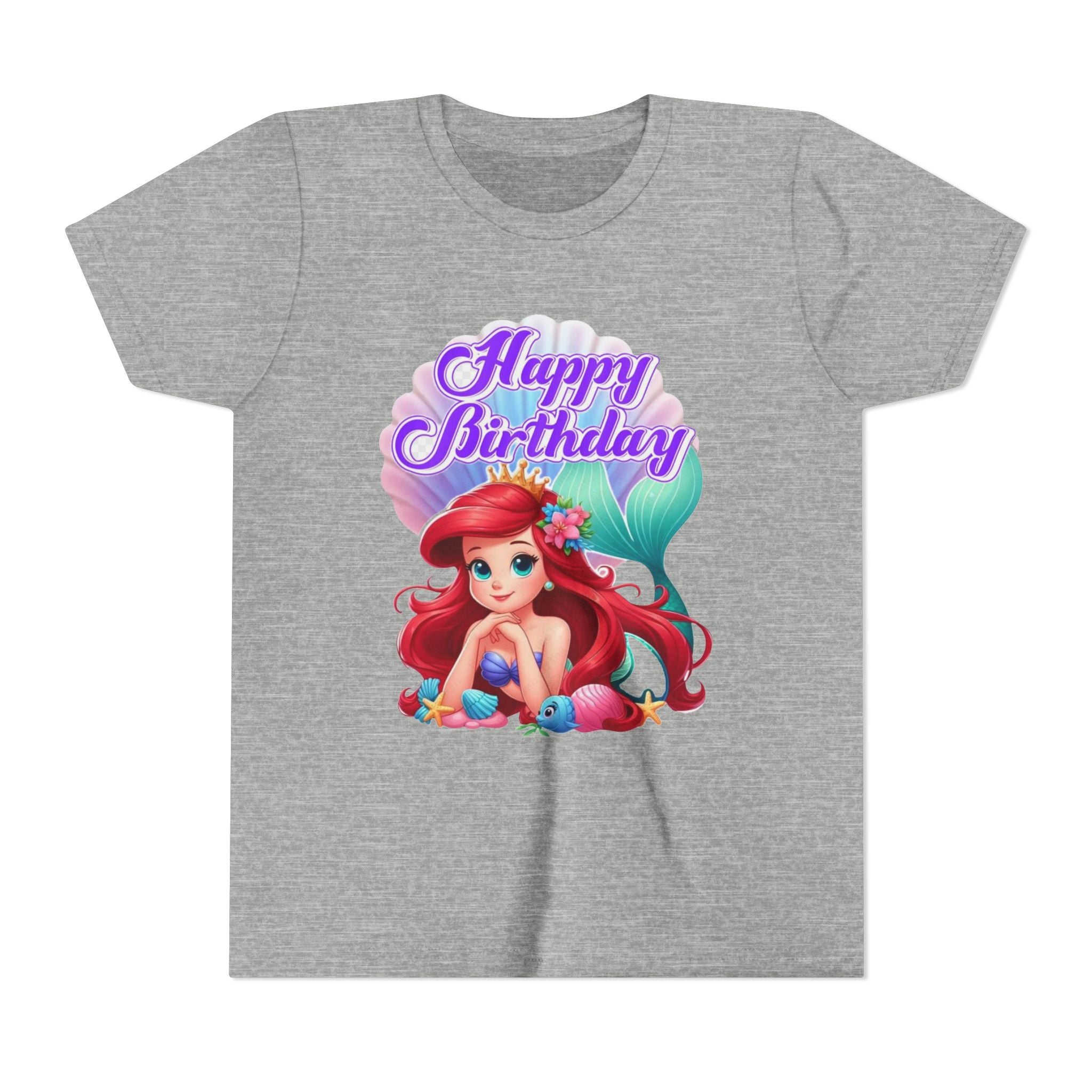 Birthday Youth Tee - Cute Mermaid "Happy Birthday" Graphic