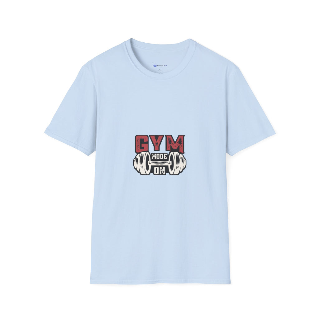 Gym Mode T-Shirt — Fitness Workout Tee with Dumbbell Graphic